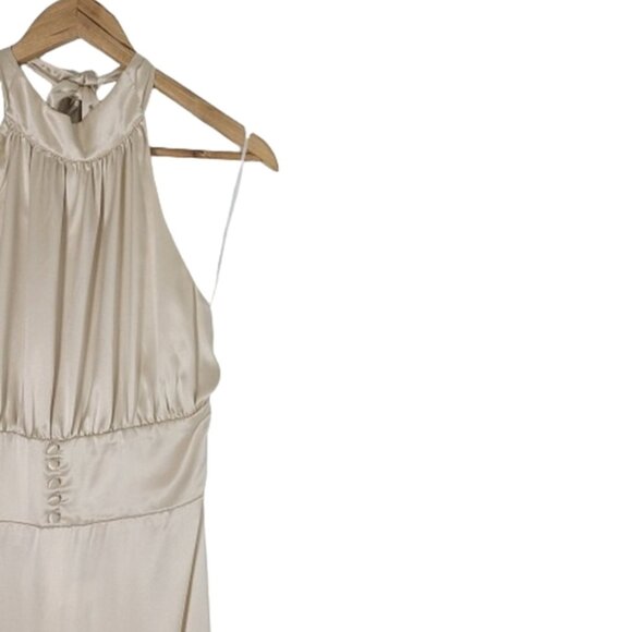 Reformation Kailey Almond Silk Midi Dress Womens Bridesmaid Party Halter Dress 8 - Picture 9 of 16